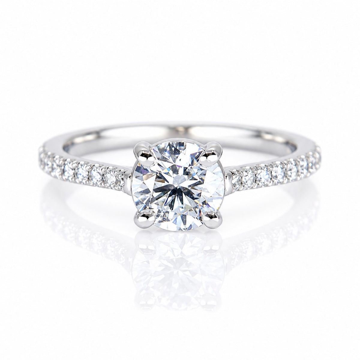 9ct White Gold 1.00ct  Lab Grown Certificated Round Brilliant Cut Diamond Solitaire