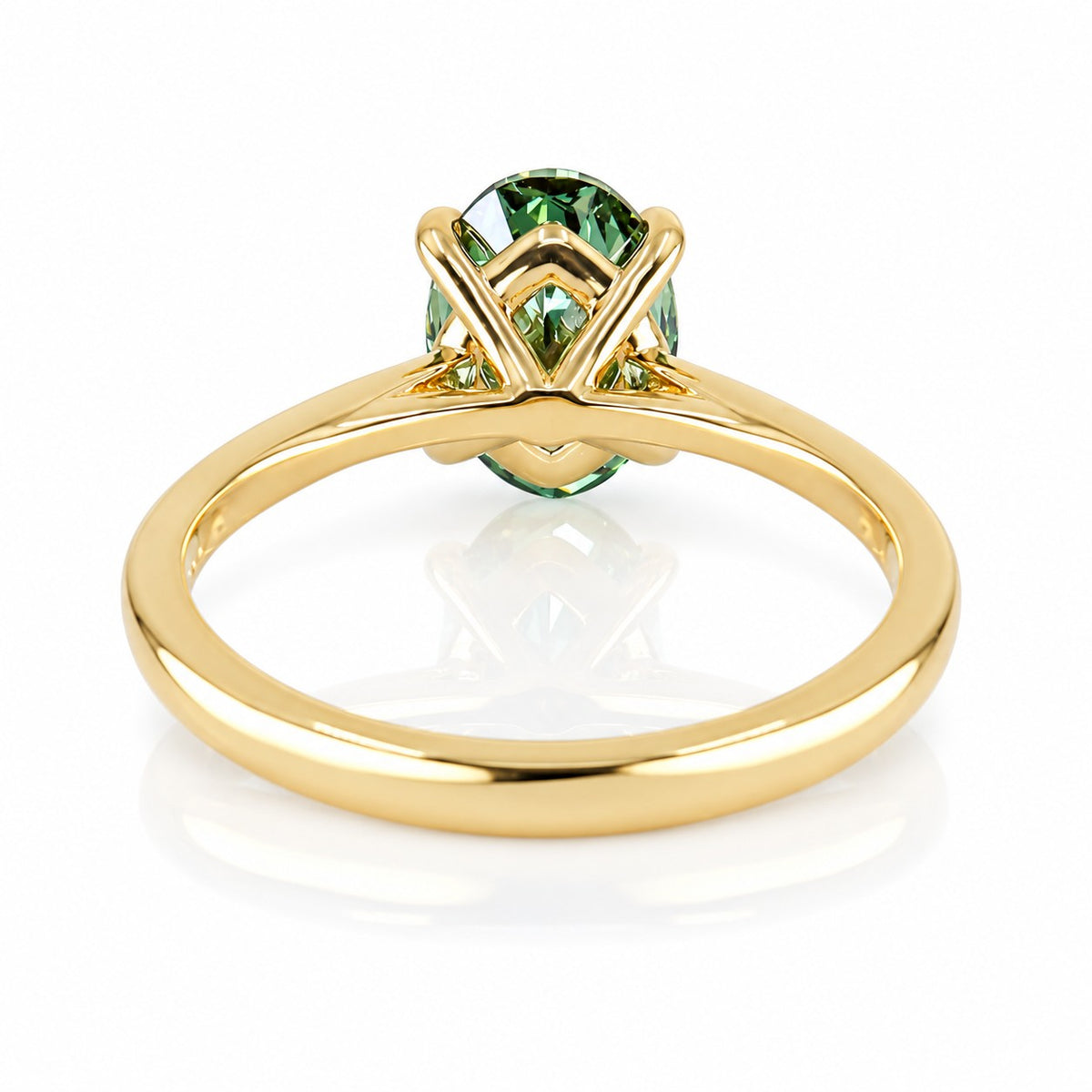 9ct Yellow Gold 1.50ct Green Lab Grown Diamond Certificated Oval Cut Solitaire Ring