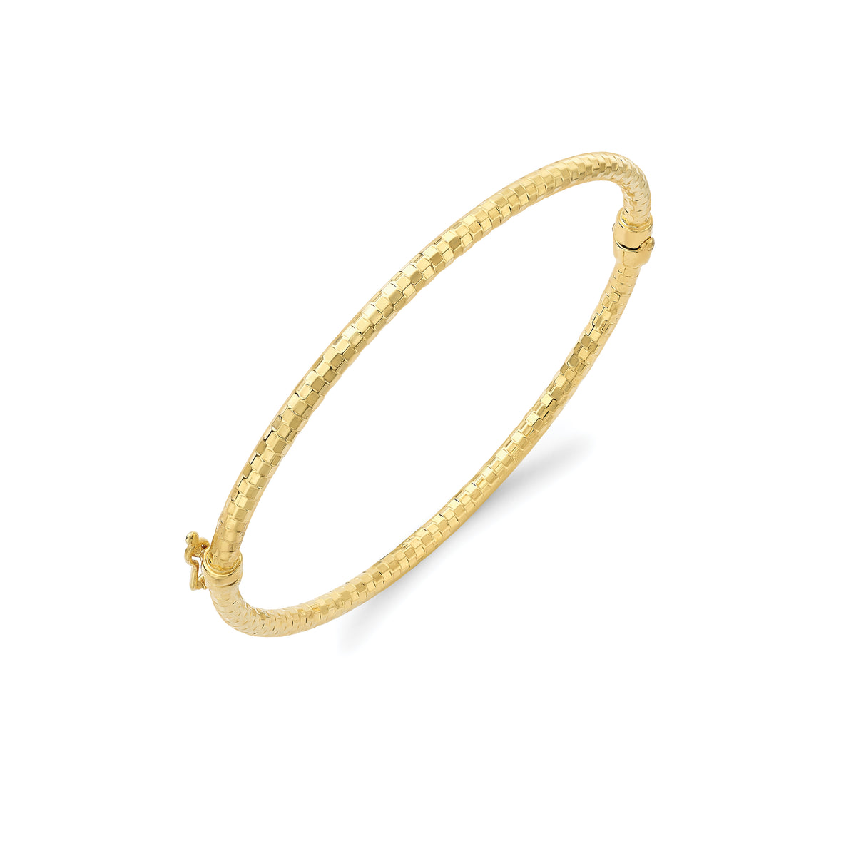 9ct Yellow Gold Diamond Cut Hinged Bangle