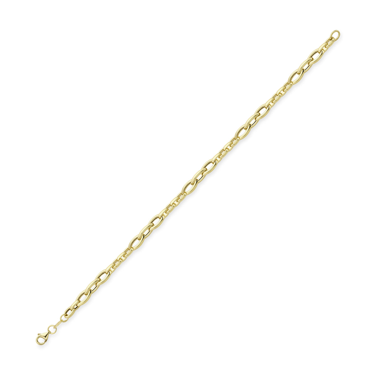 9ct Yellow Gold Elongated Oval Link Fancy Figaro Bracelet
