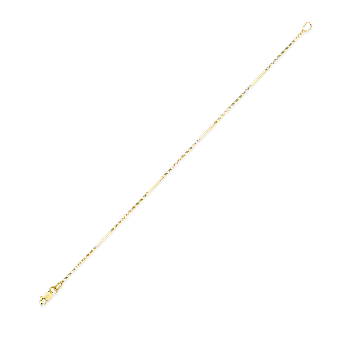 9ct Yellow Gold Station Bracelet Featuring 4 Square Bar Elements