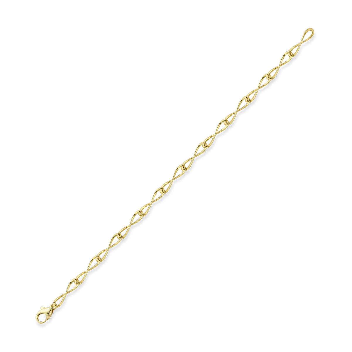 9ct Yellow Gold Solid Polished Infinity Link Bracelet