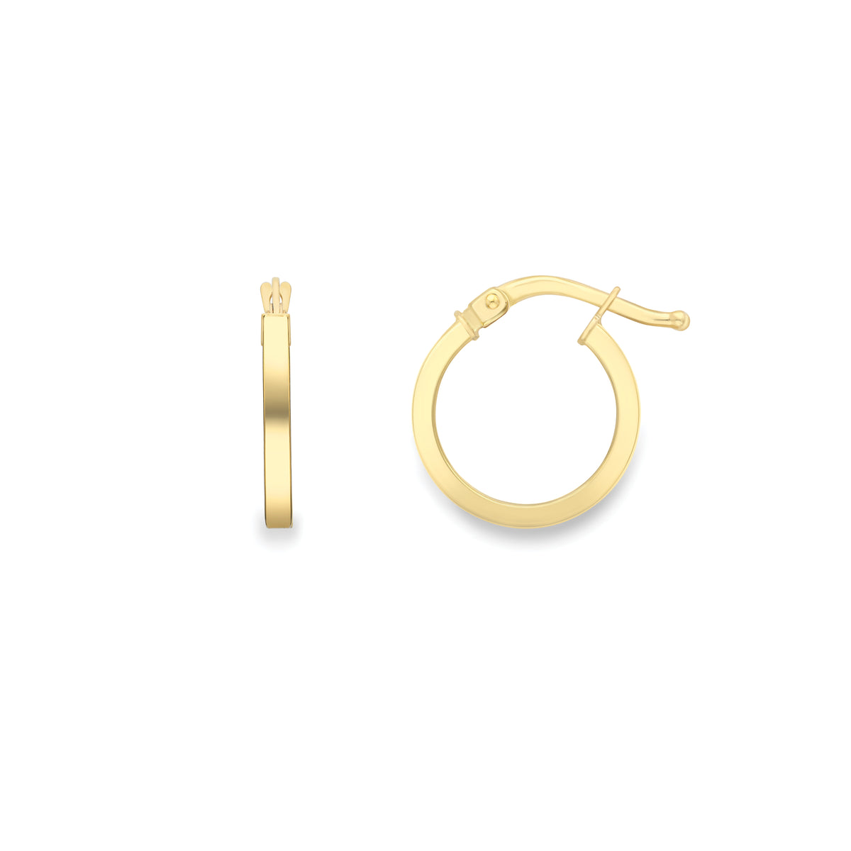 9ct Yellow Gold Square Tube Round Hoops