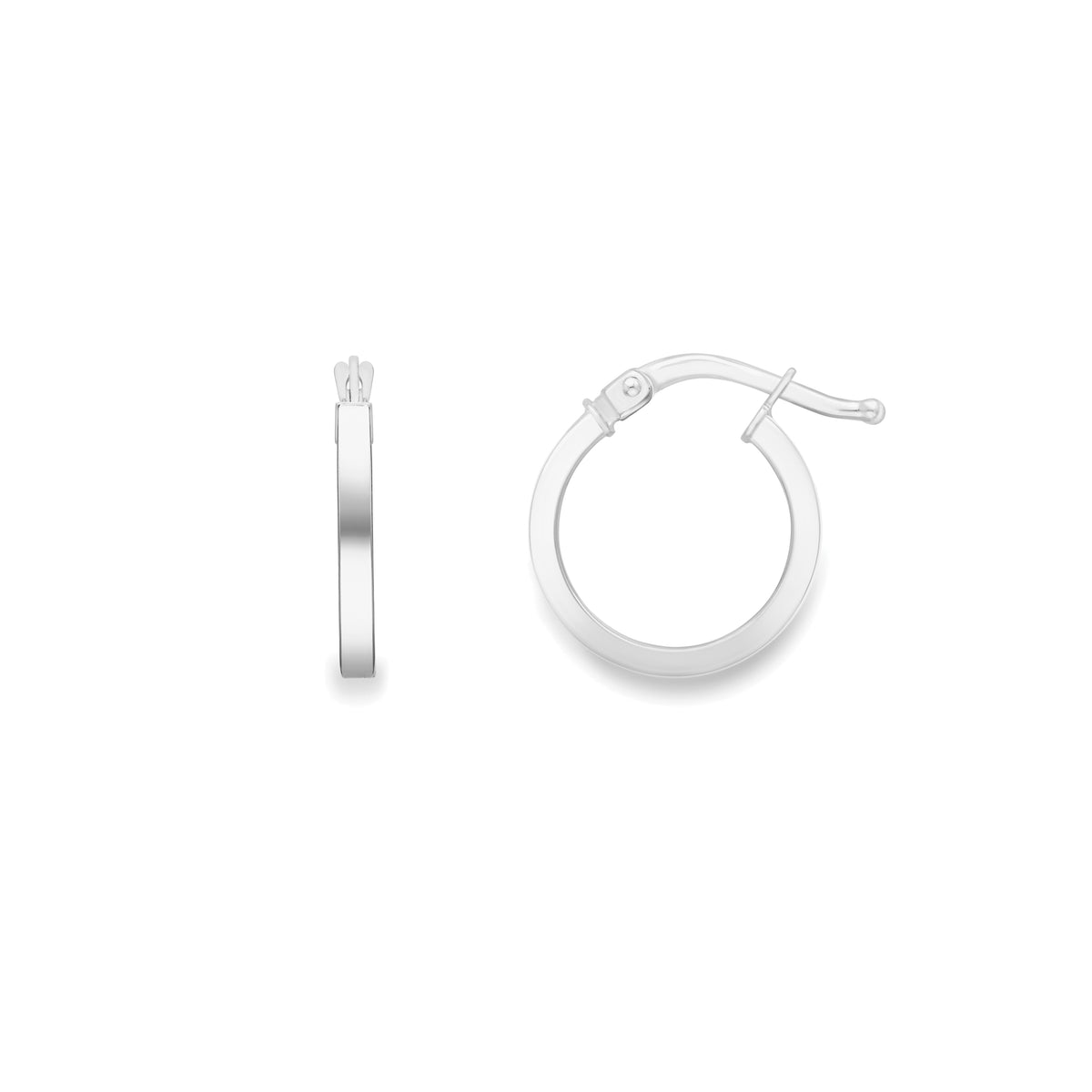 9ct White Gold Square Tube Round Hoops
