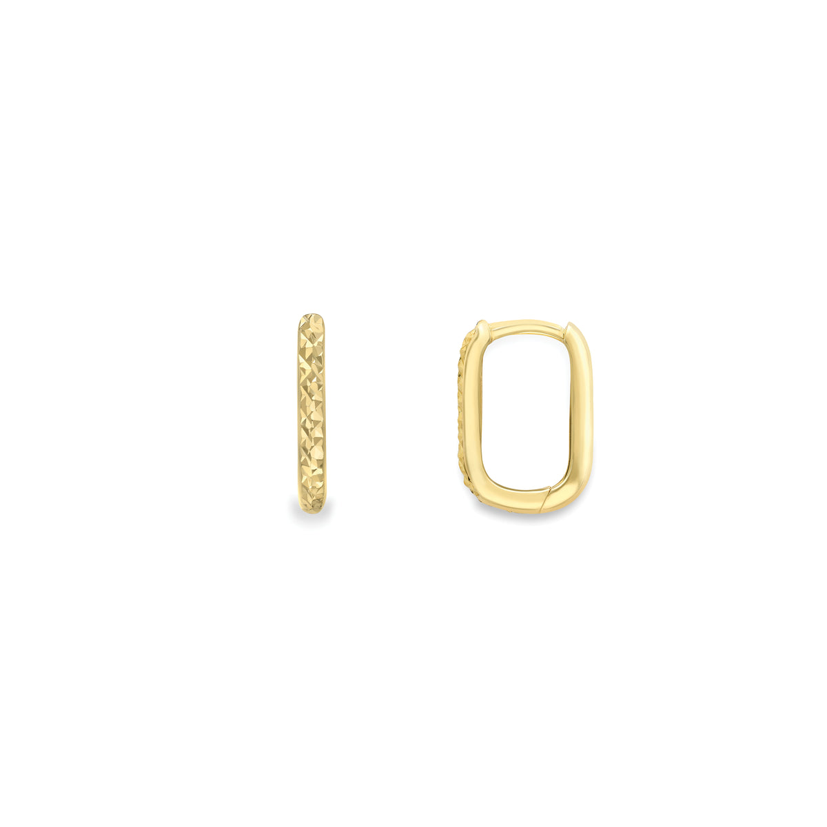 9ct Yellow Gold Diamond Cut Paperclip Huggie Earrings