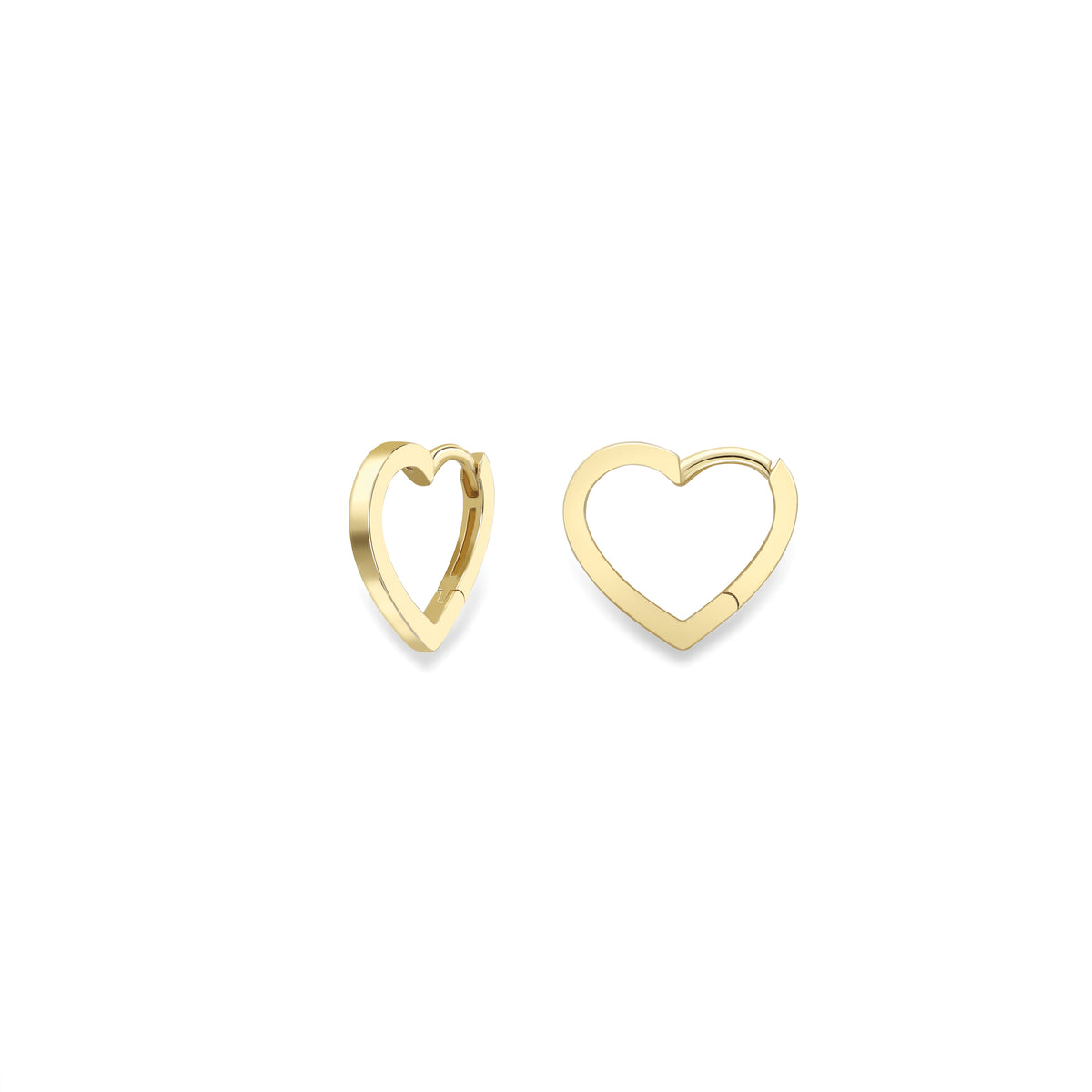 9ct Yellow Gold Heart Shape Huggie Earrings