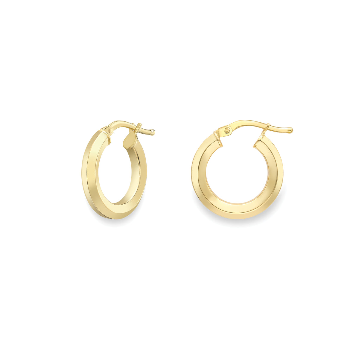 9ct Yellow Gold Bevelled Tube Hoops