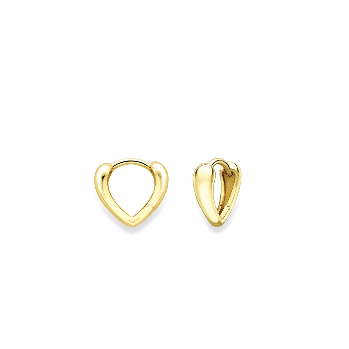 9ct Yellow Gold Chunky Heart Huggie Hoops