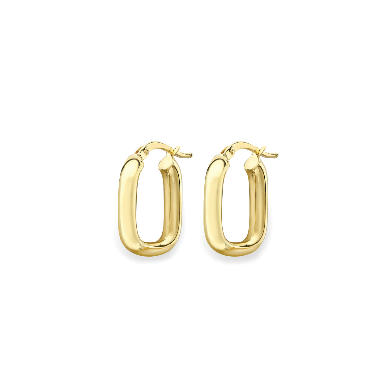 9ct Yellow Gold Elongated Polished Paperclip Hoop Earrings