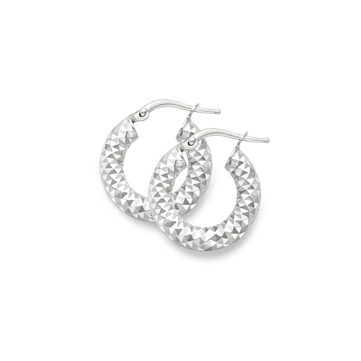 Sterling Silver Chunky Diamond Cut 'Dazzle' Round Tube Hoops