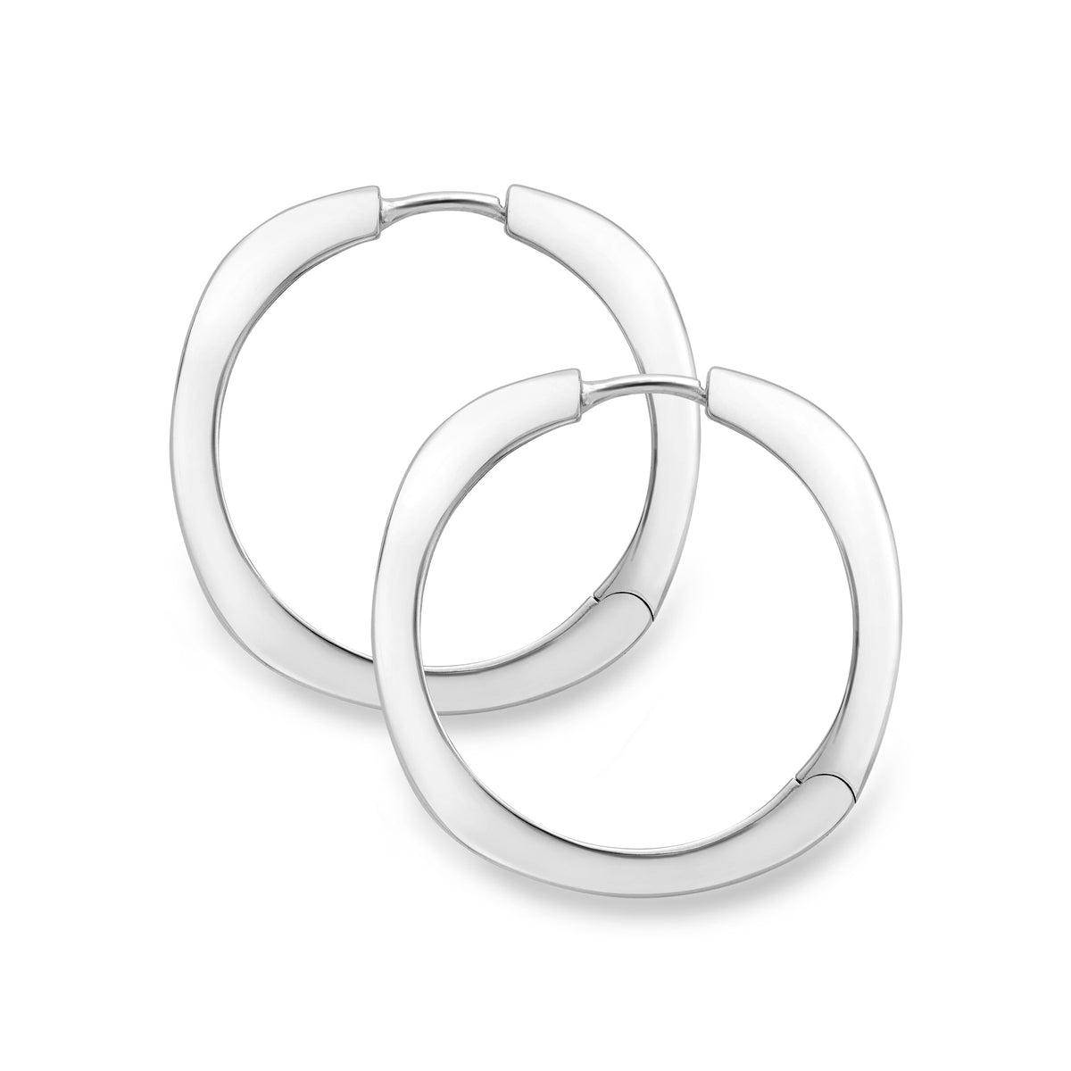 Sterling Silver Large Bold Polished Cushion Hoop
