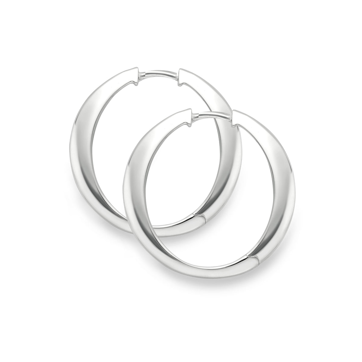 Sterling Silver Large Bold Polished Oval Tappered Hoops