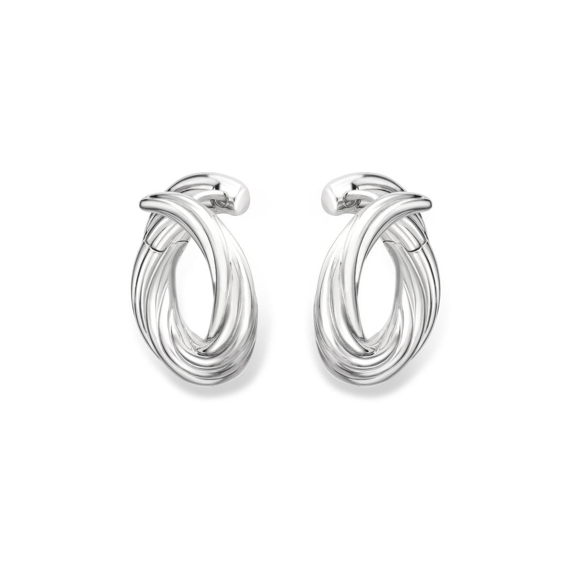 Sterling Silver Modern Twisted Huggie Hoop