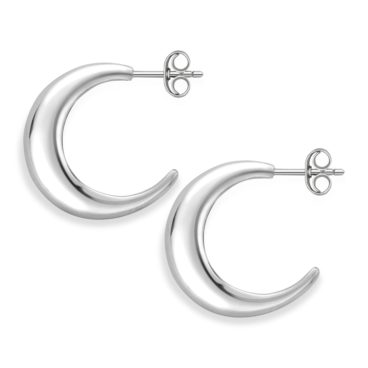 Sterling Silver Bold Tapered Polished Domed Half Hoop
