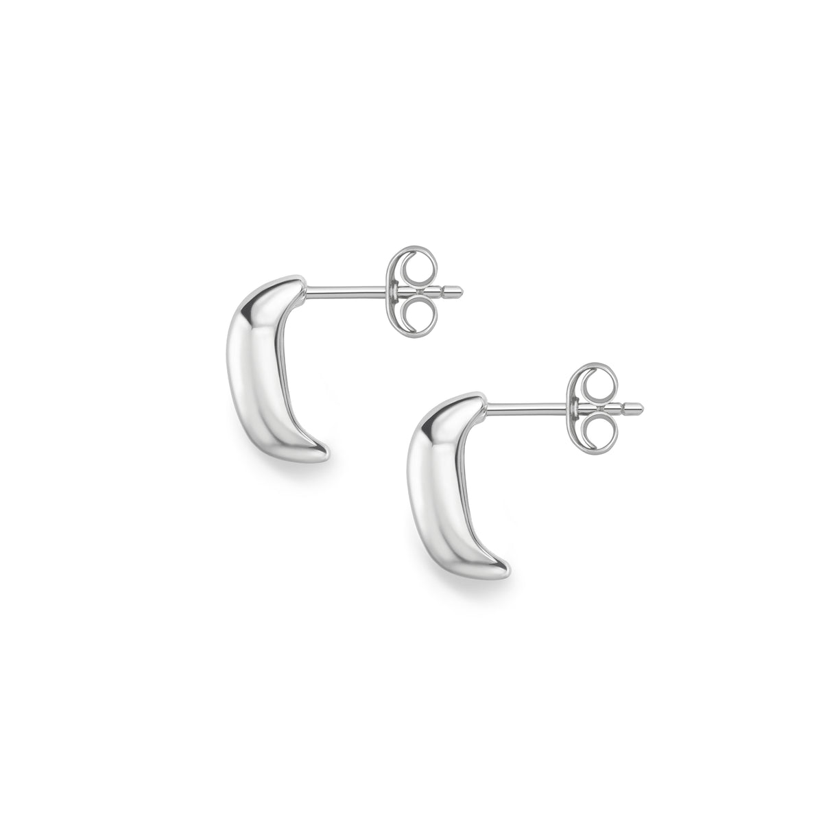 Sterling Silver Domed Half Hoop Stud Earring