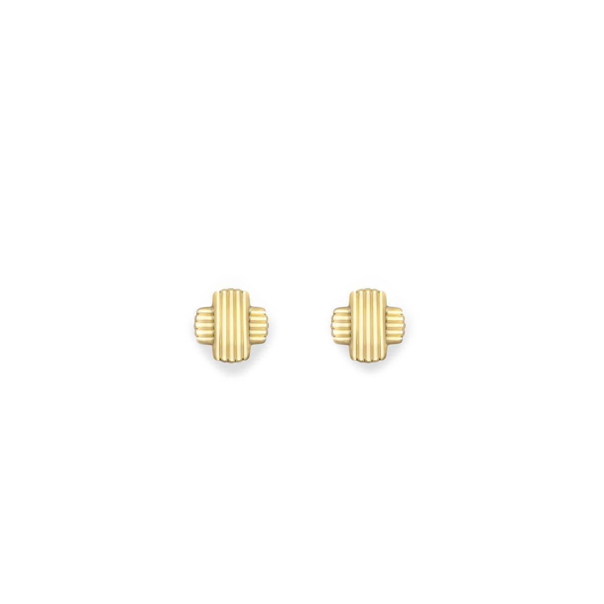 9ct Yellow Gold Elegant Ribbed Cross Stud Earrings