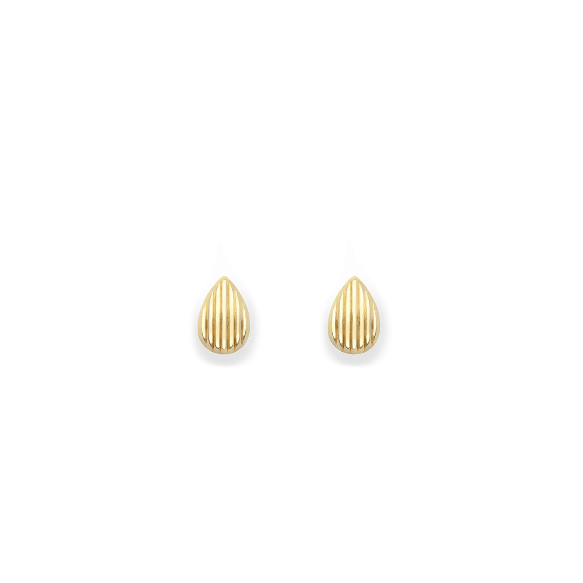 9ct Yellow Gold Elegant Ribbed Pear Stud Earrings