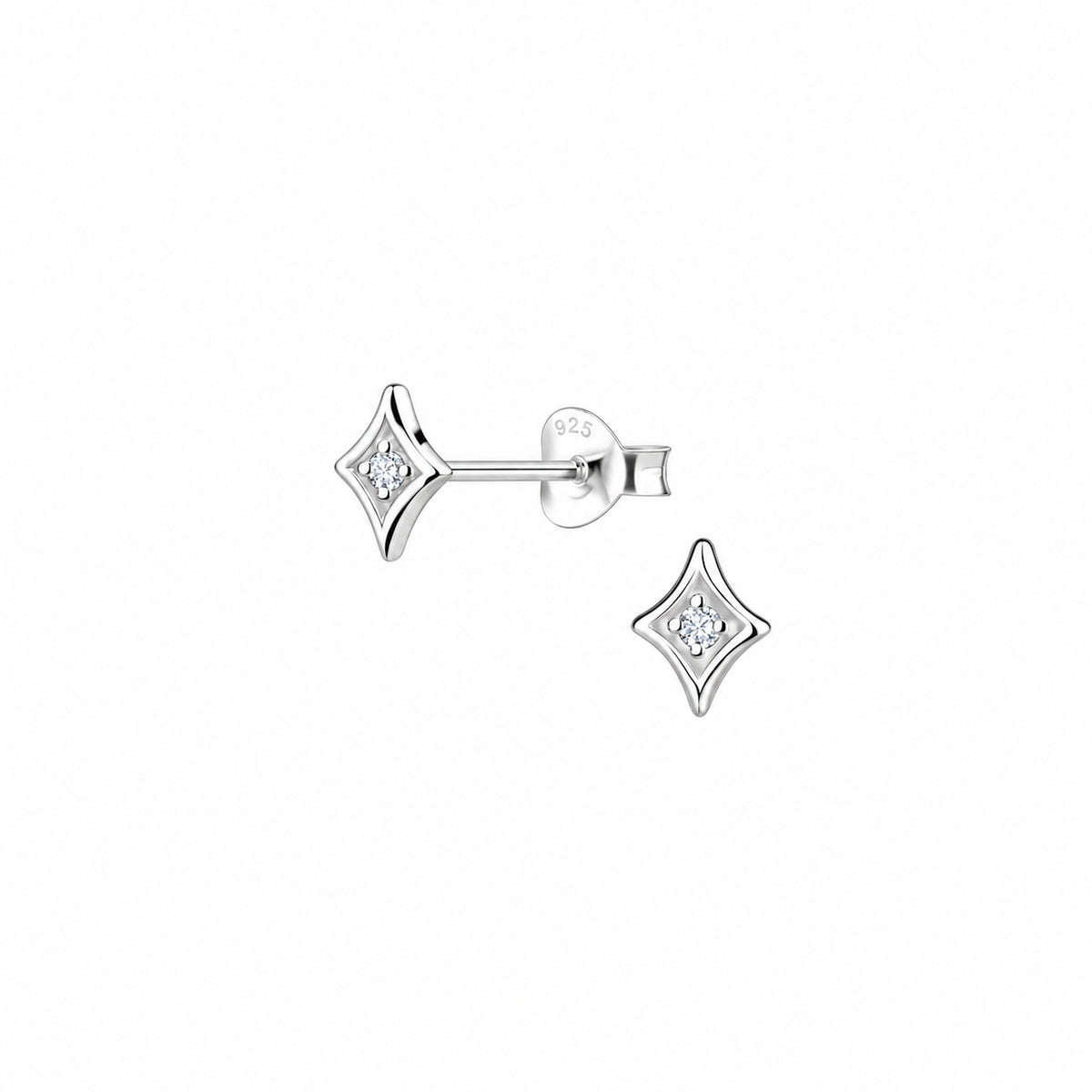 Dew Sterling Silver Cubic Zirconia Star Stud Earrings