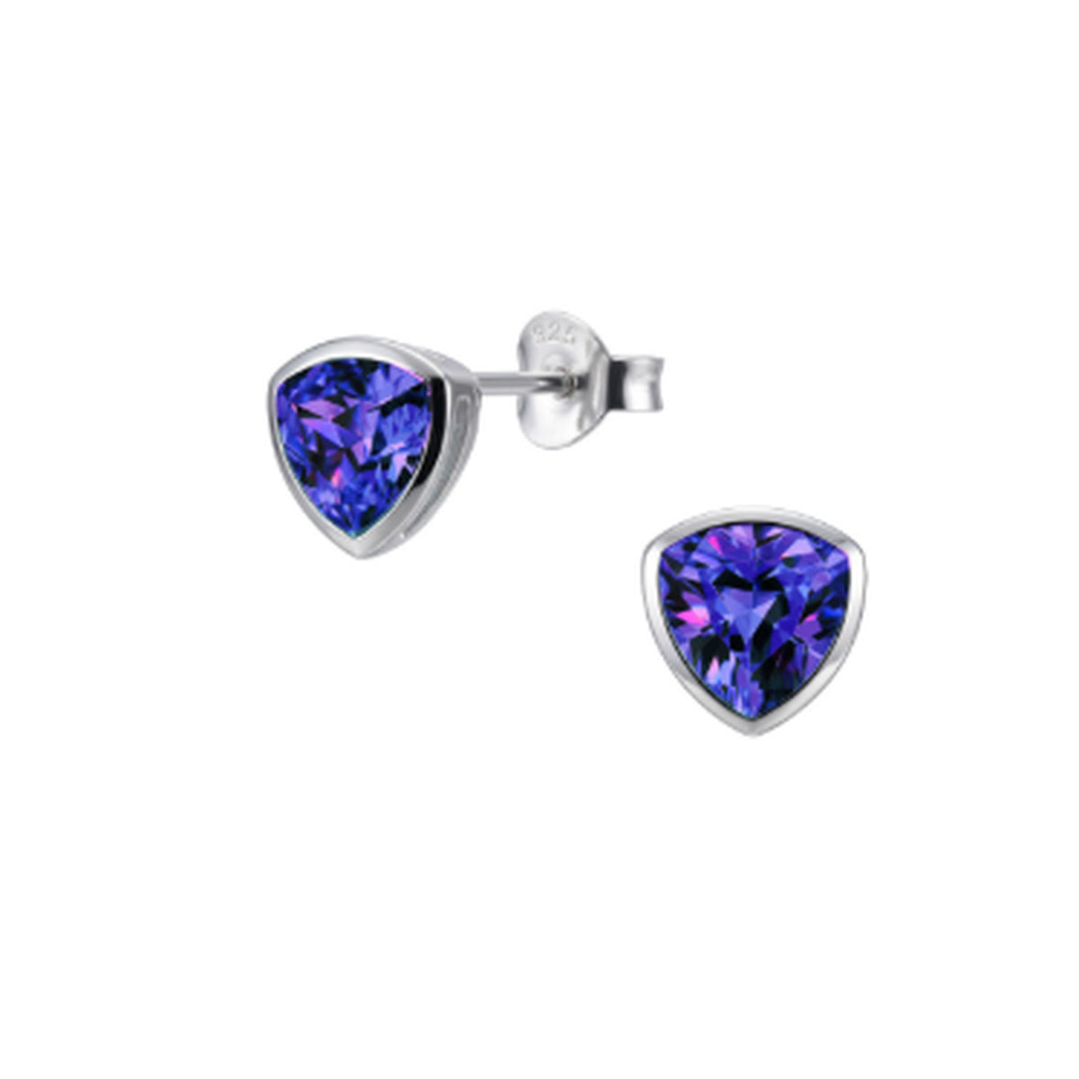 Dew Sterling Silver Purple Cubic Zirconia Stud Earrings
