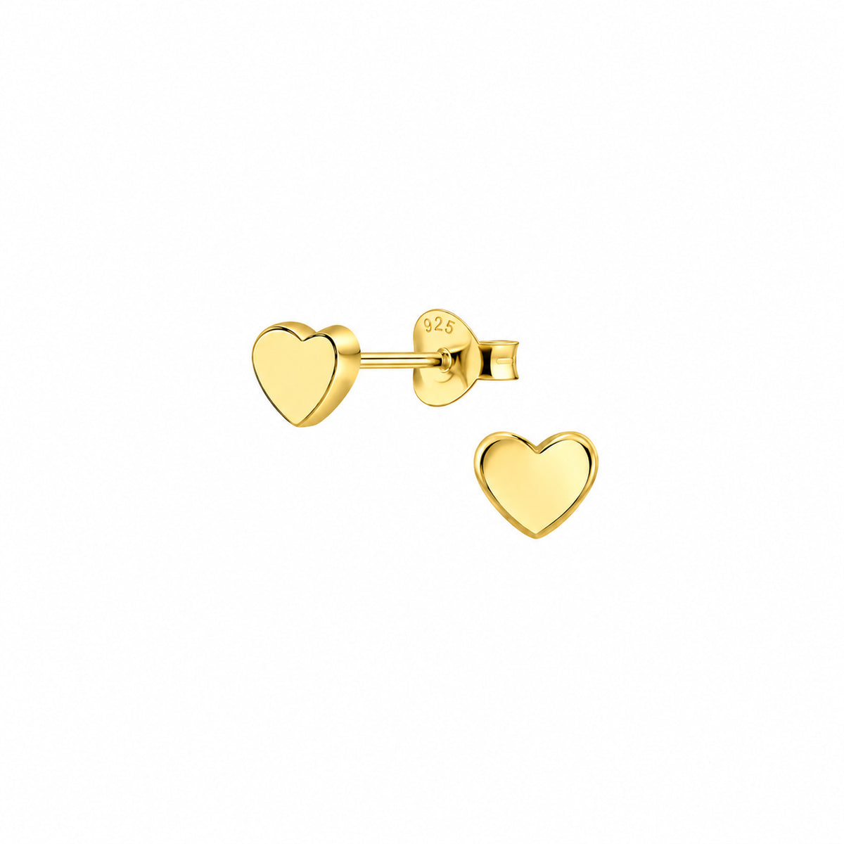 Dew Sterling  Silver Gold Plated Love Heart Stud Earrings