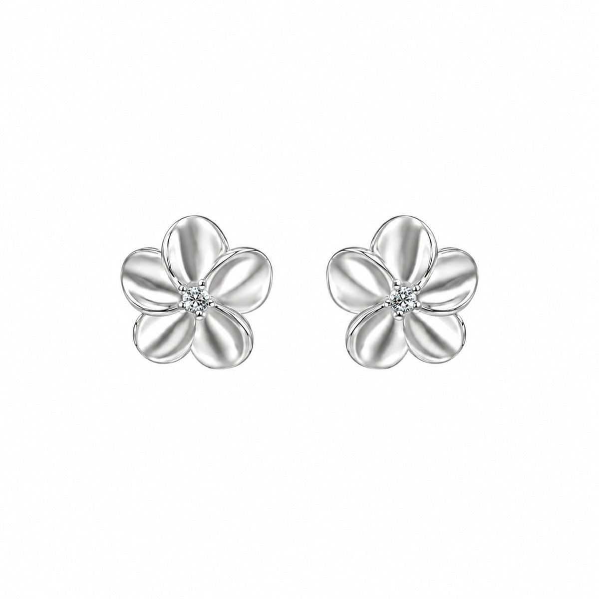 Dew Sterling Silver Cubic Zirconia Flower Stud Earrings