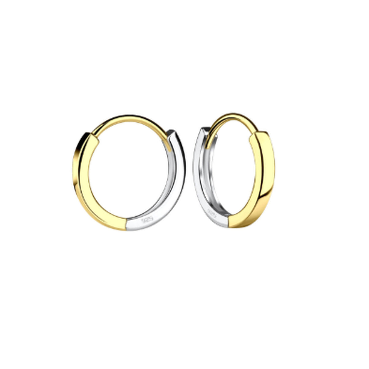 Dew Sterling Silver Gold Plated Detail Hoop Earrings