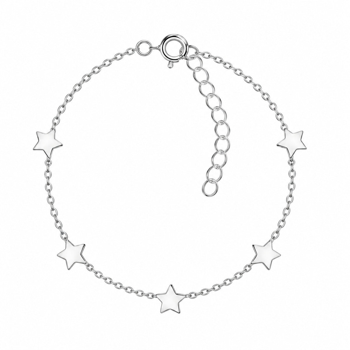 Dew Sterling Silver Star Station Bracelet 7.5''