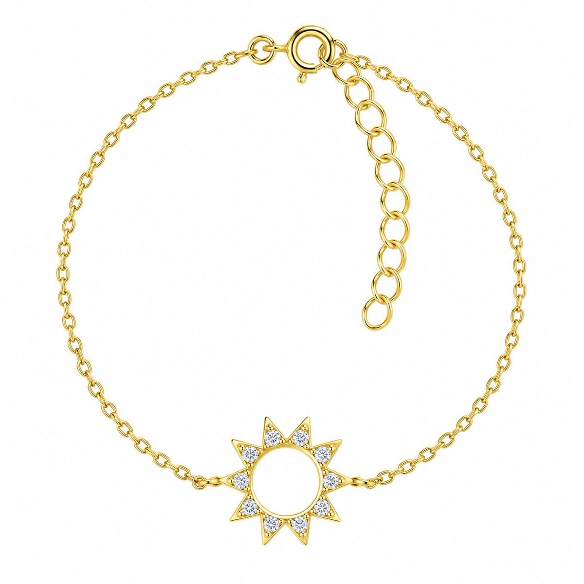 Dew Sterling Silver Gold Plated Cubic Zirconia Bracelet 7.5