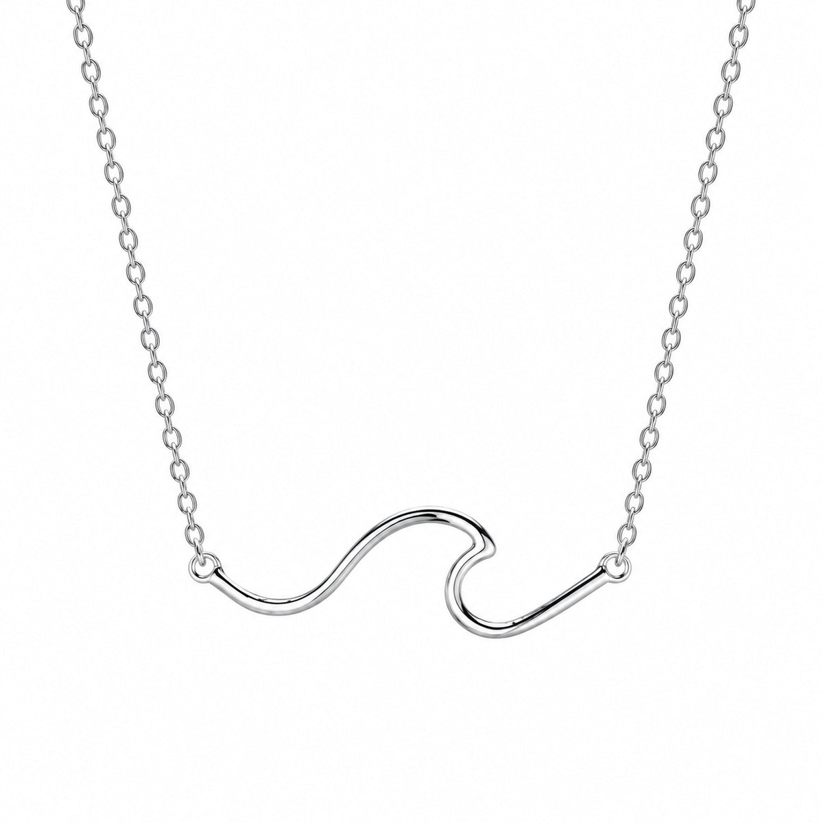 Dew Sterling  Silver Wave Necklet 18''