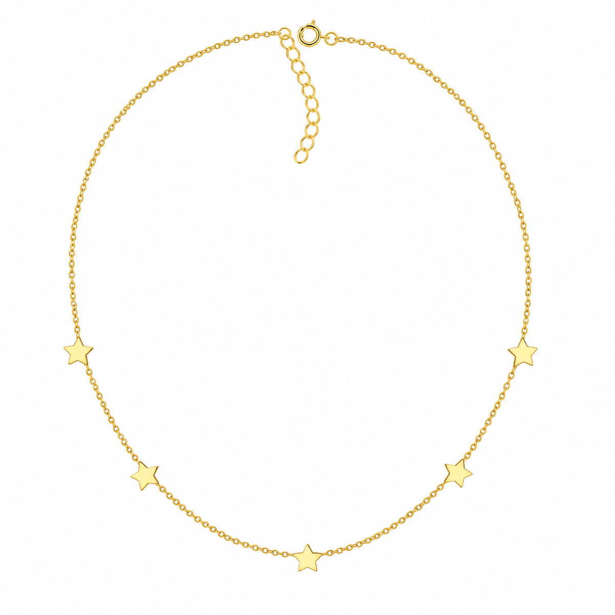 Dew Sterling Silver Gold Plated Star Station Necklace 18''
