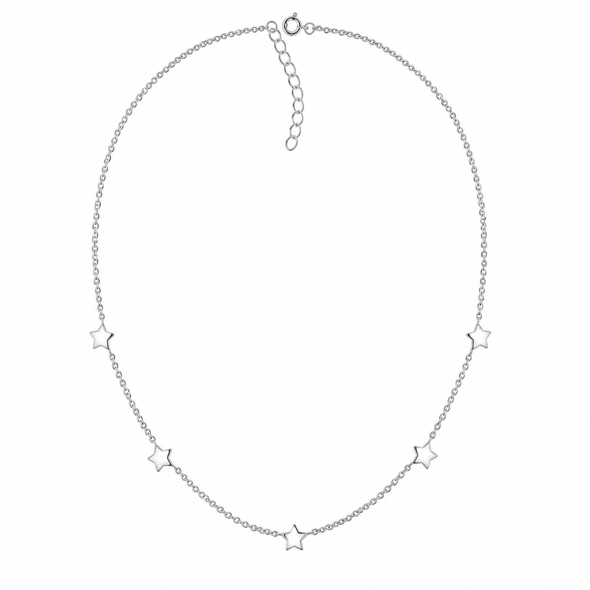 Dew Sterling Silver Star Station Necklace 18''