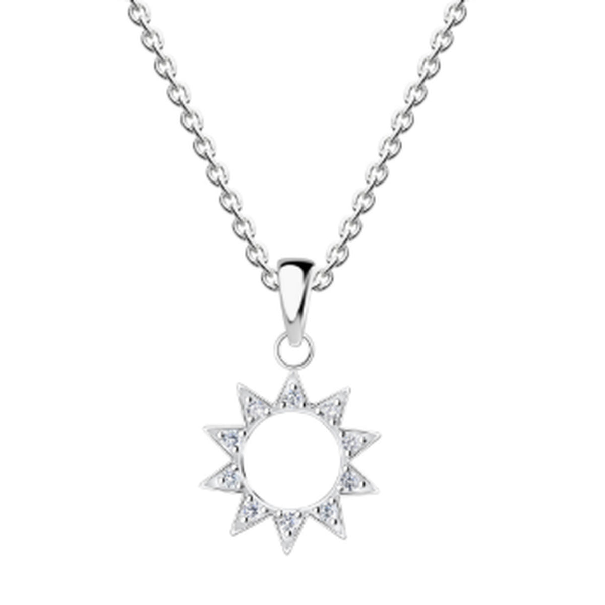 Dew Sterling Silver Cubic Zirconia Sun Necklace 18''