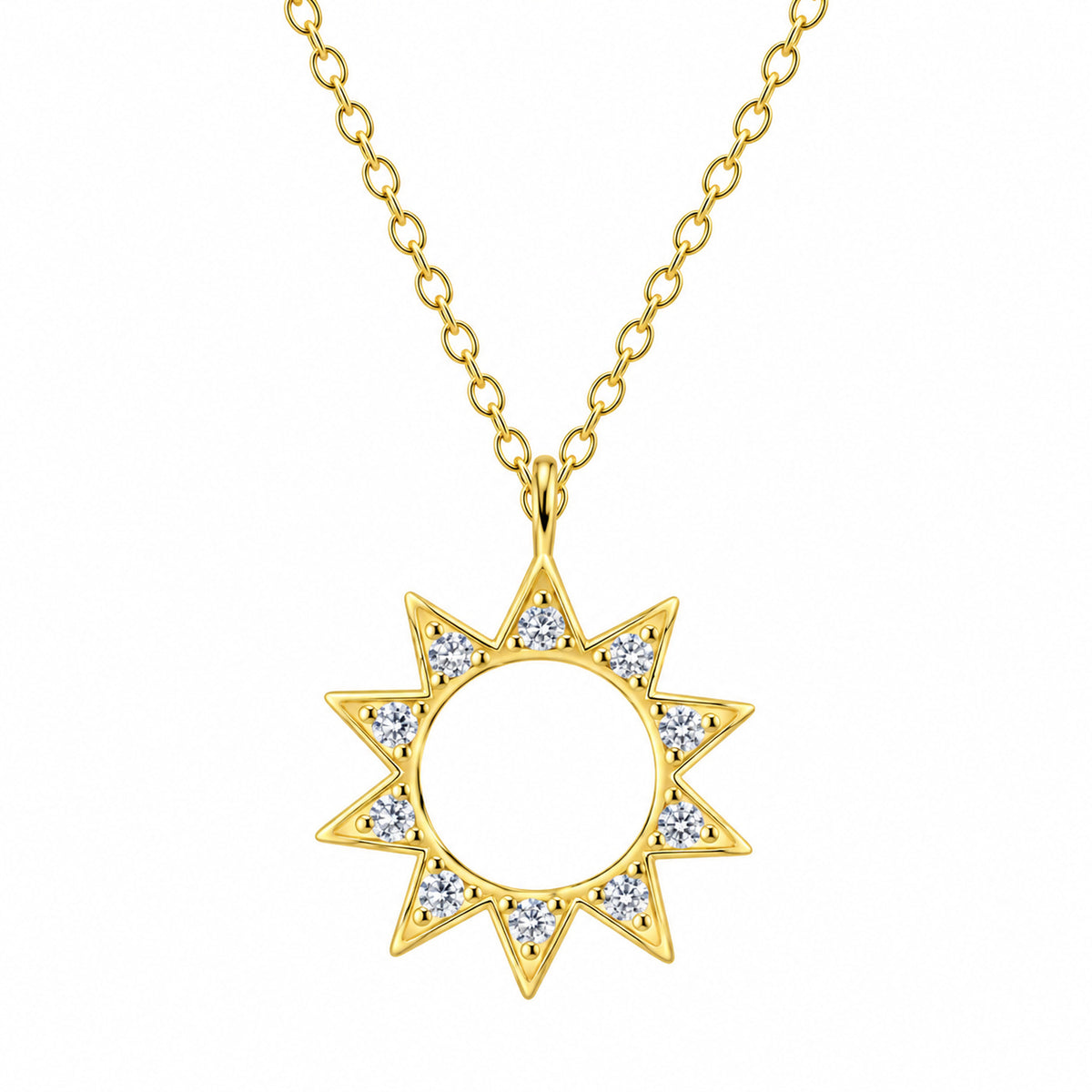 Dew Sterling Silver Gold Plated Cubic Zirconia  Necklace 18''