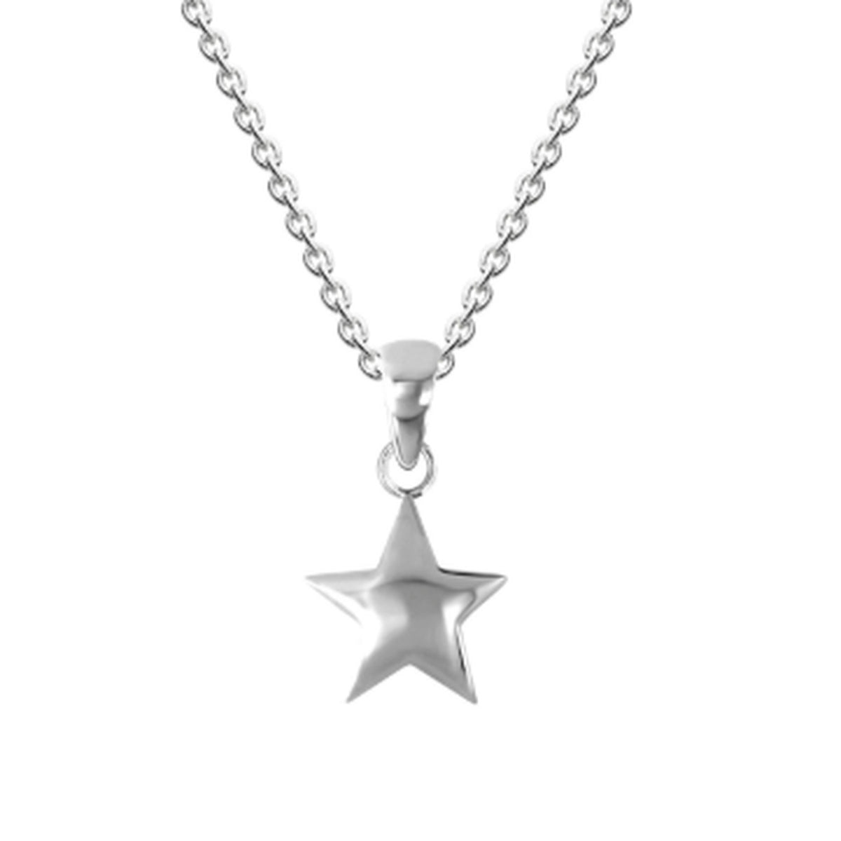 Dew Sterling Silver Puff Star Necklace 18''