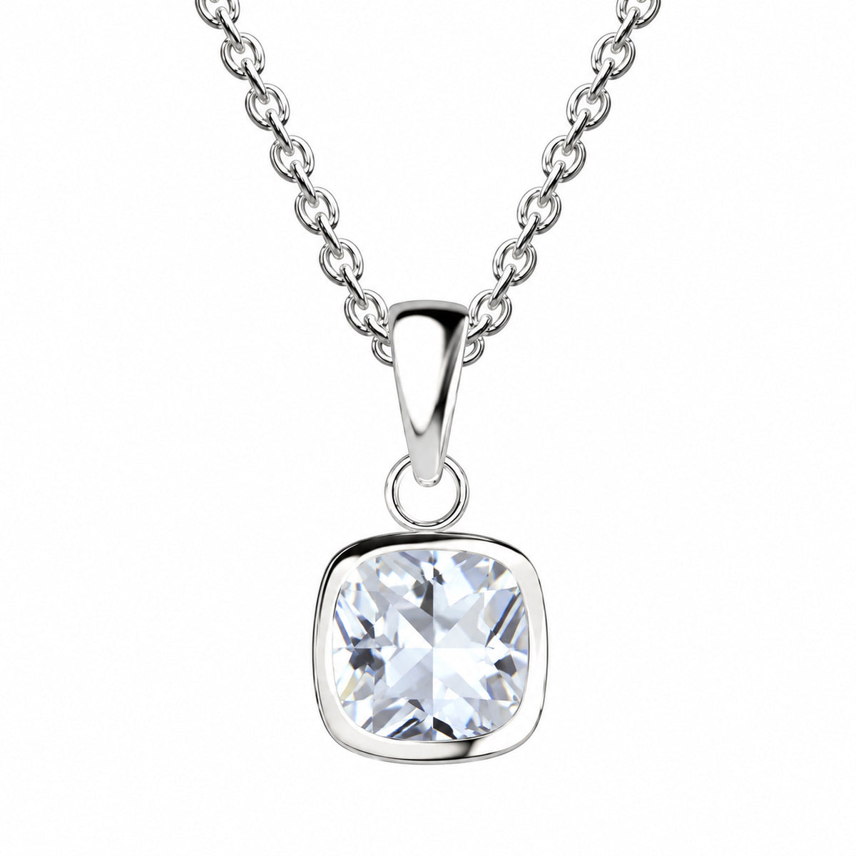 Dew Sterling Silver Cubic Zirconia Pendant & Chain 18''