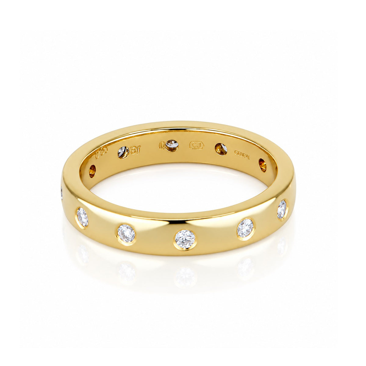 Pre-Owned 18ct Yellow Gold Round Brilliant Cut Flush Set Diamond Band