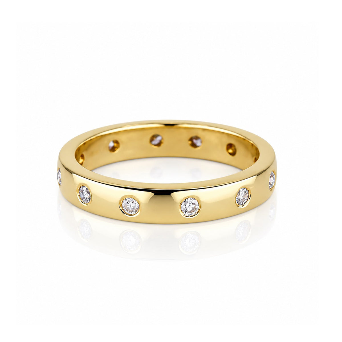 Pre-Owned 18ct Yellow Gold Round Brilliant Cut Flush Set Diamond Band