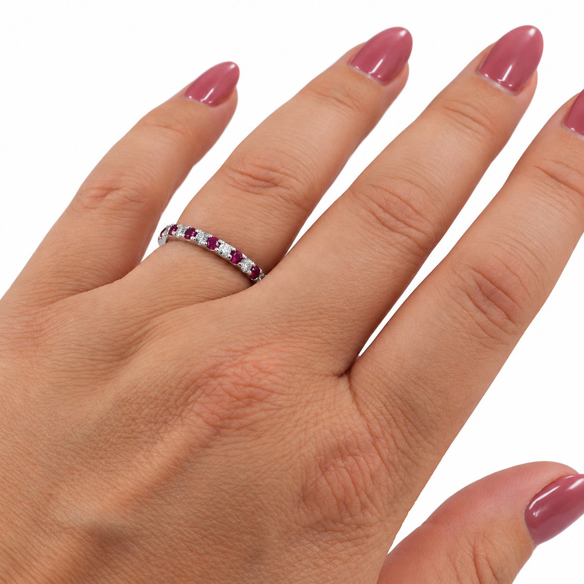 Pre-Owned 18ct White Gold Ruby & Diamond Eternity Ring