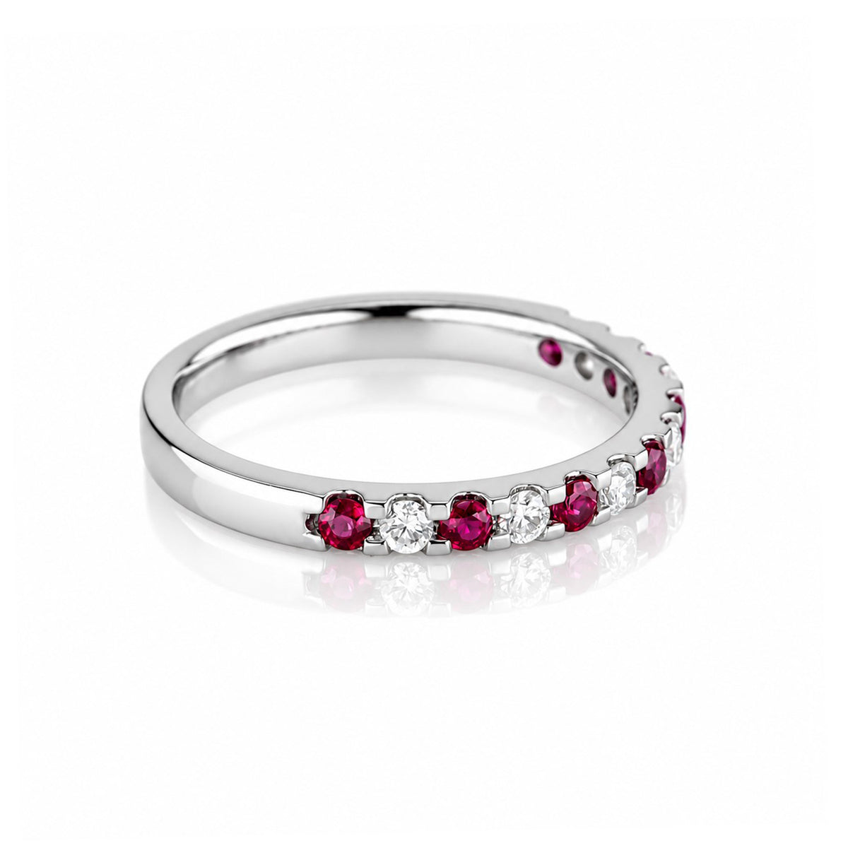 Pre-Owned 18ct White Gold Ruby & Diamond Eternity Ring