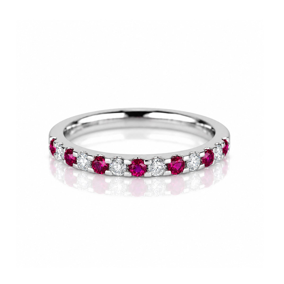 Pre-Owned 18ct White Gold Ruby & Diamond Eternity Ring