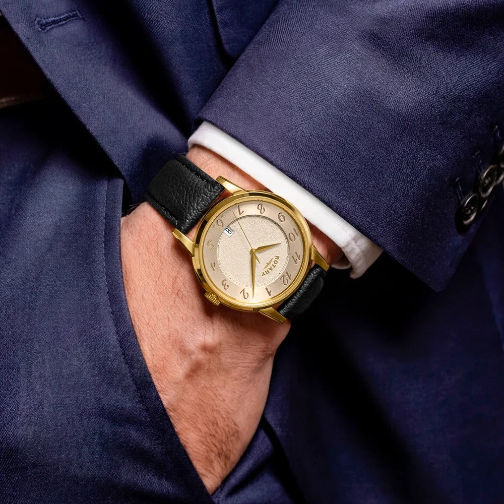 Rotary Heritage Gold Plated Strap Watch