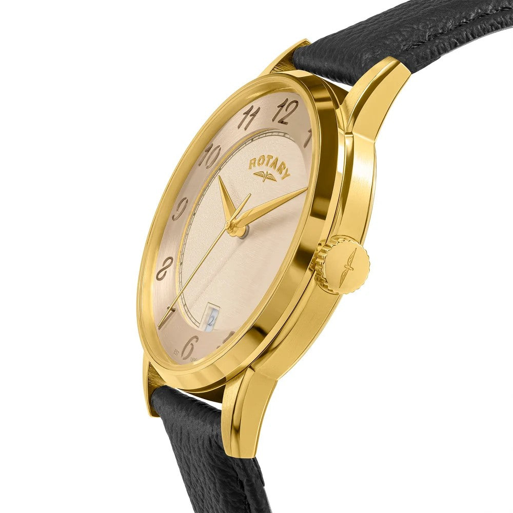 Rotary Heritage Gold Plated Strap Watch