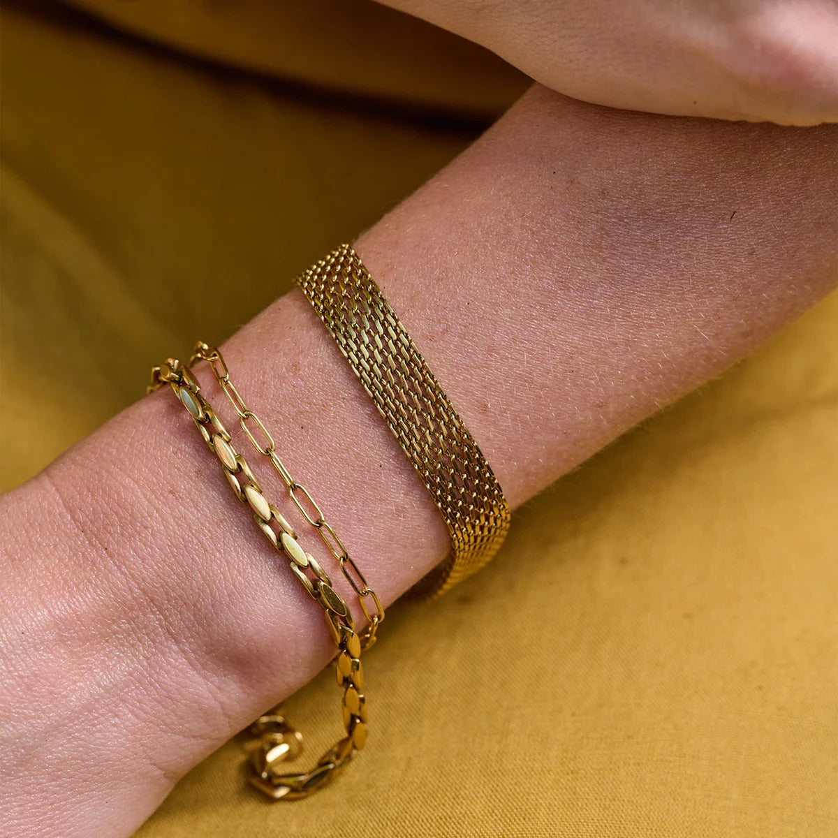 AVA & SKY Paperclip Waterproof Gold Plated Bracelet