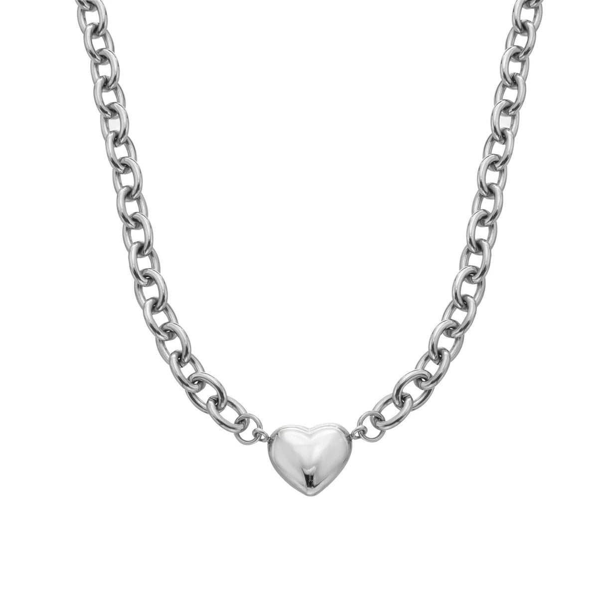 AVA & SKY Chunky Heart Stainless Steel Waterproof Necklace