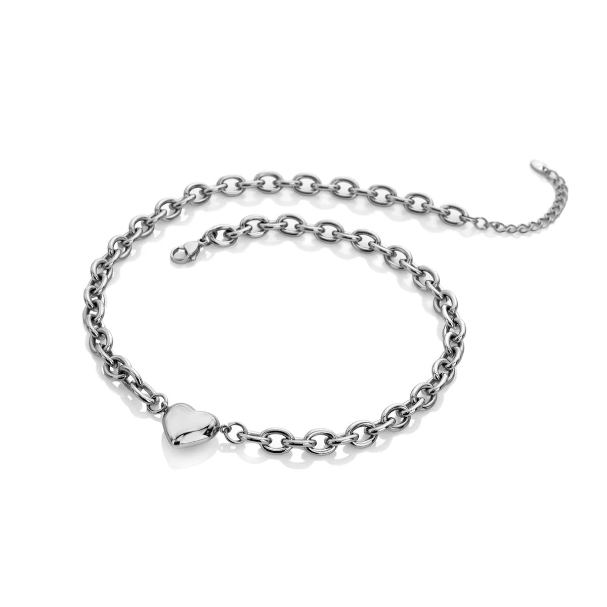 AVA & SKY Chunky Heart Stainless Steel Waterproof Necklace