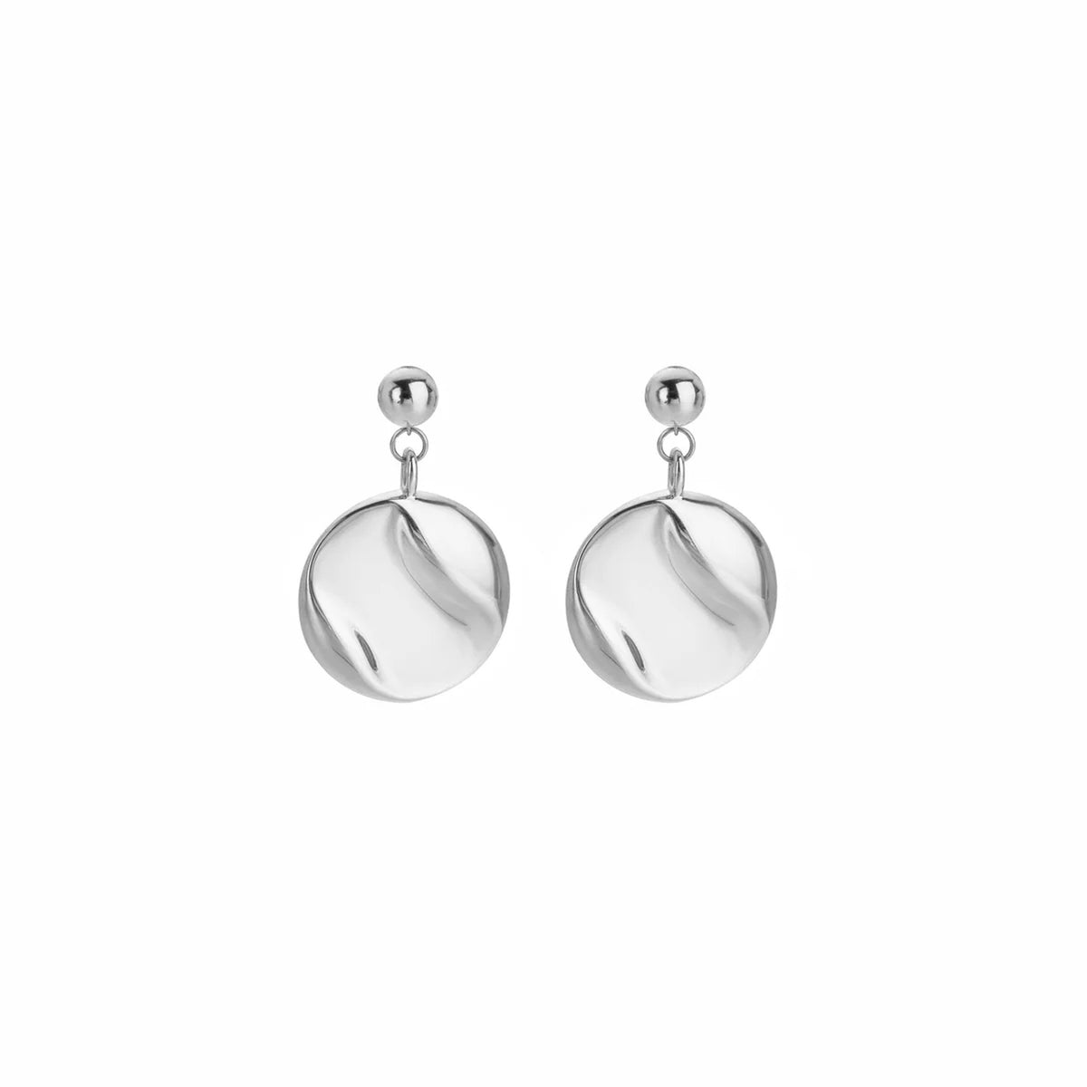 AVA & SKY Stainless Steel Wave Disc Drop Earrings