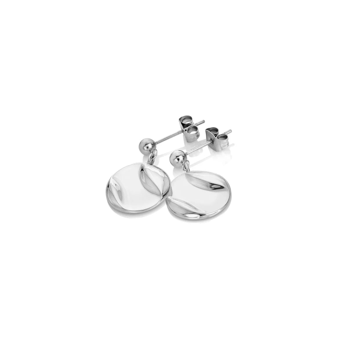 AVA & SKY Stainless Steel Wave Disc Drop Earrings