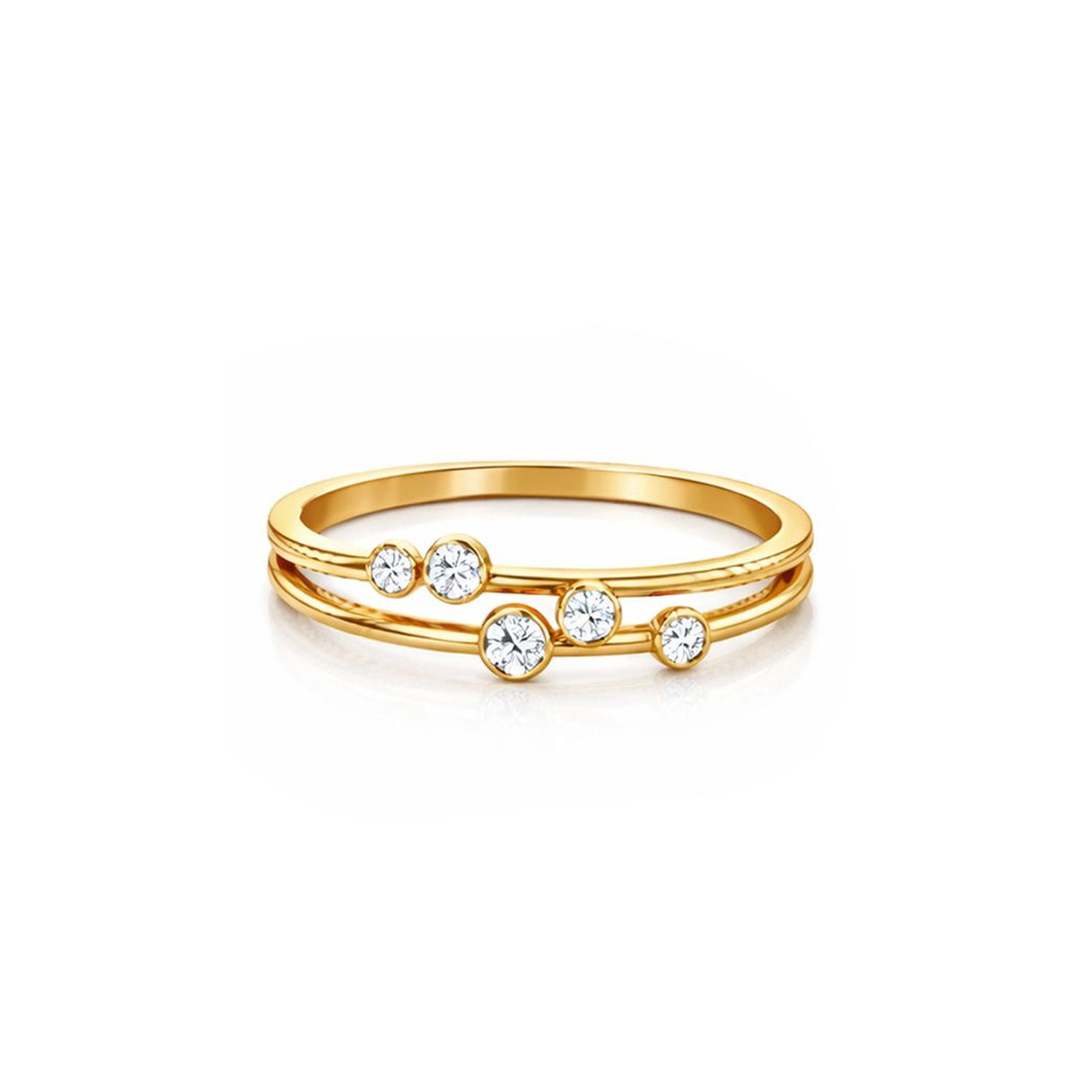 AVA & SKY Tender 2 Row Halo Gold Plated Waterproof Ring