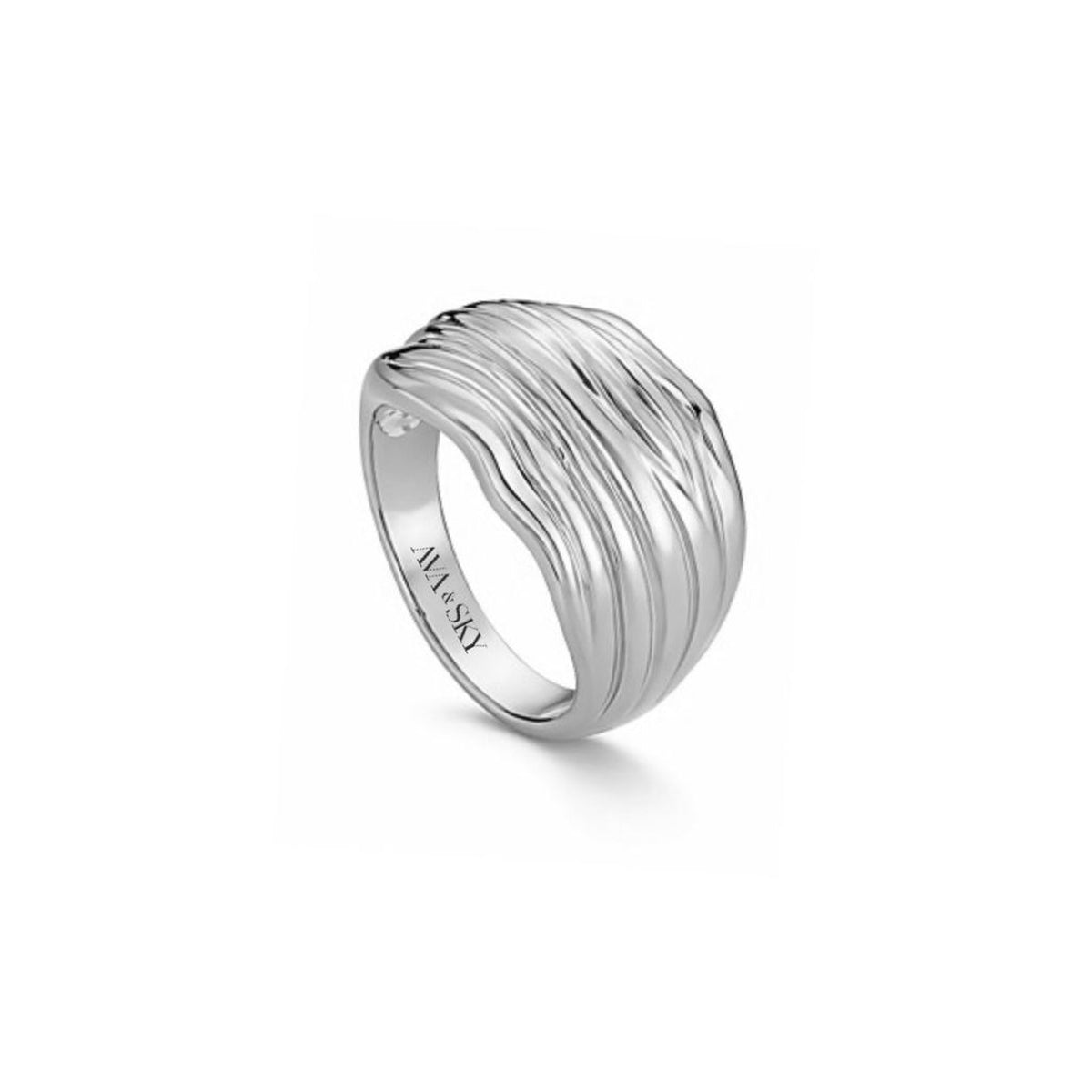 AVA & SKY Ribbon Twist Stainless Steel Wide Ring