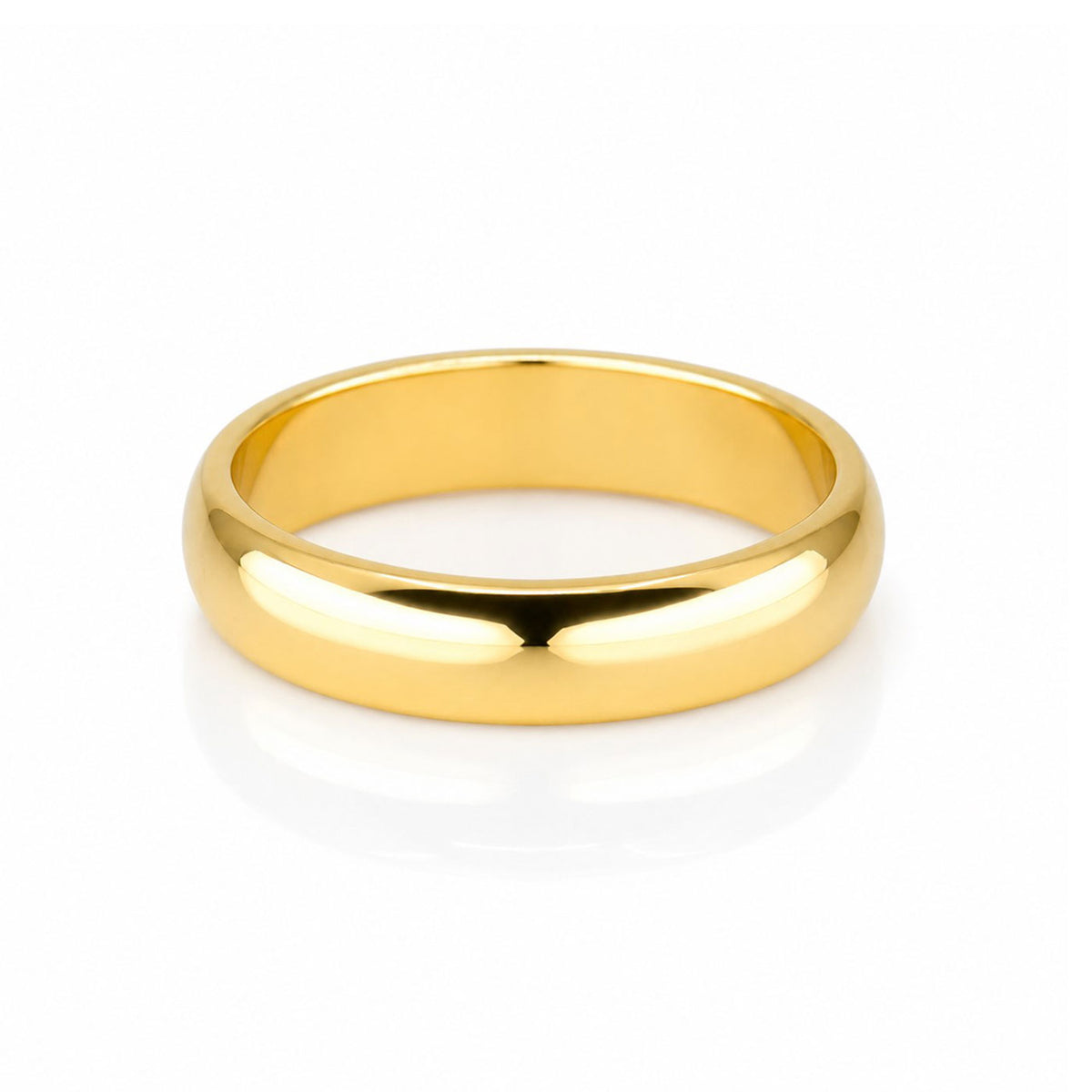 18ct Gold D Shape Band - 4mm